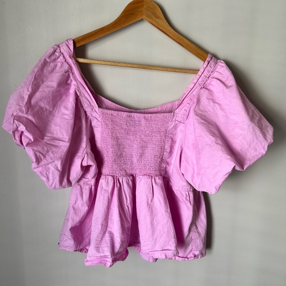 Old Navy | Ruched Smocked Puff Sleeve Babydoll Swim Blouse Size Large Tall - Picture 4 of 5